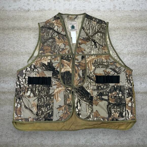 Vintage Sniper Hunting Camo Vest Cotton Woodland Northwest Territory 90s - Picture 1 of 3